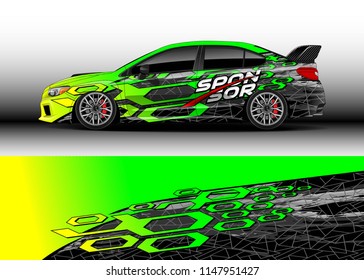Car decal wrap vector, graphic modern abstract racing background designs for vehicle.