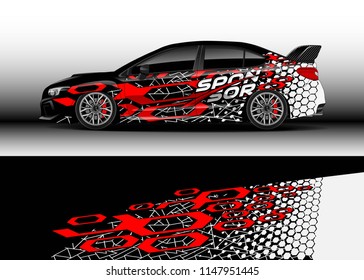 Car decal wrap vector, graphic modern abstract racing background designs for vehicle.
