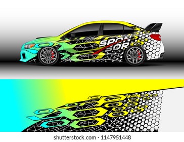 Car decal wrap vector, graphic modern abstract racing background designs for vehicle.