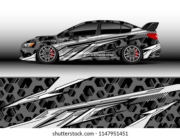 Car decal wrap vector, graphic modern abstract racing background designs for vehicle.