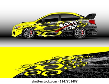 Car decal wrap vector, graphic modern abstract racing background designs for vehicle.