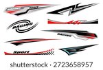 Car decals design. Set of vector stickers and labels. Geometric abstract striped car wrap vinyl decal.