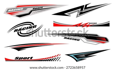 Car decals design. Set of vector stickers and labels. Geometric abstract striped car wrap vinyl decal.
