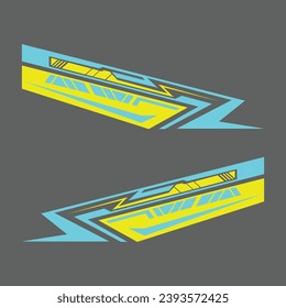 Car decals. Yellow and blue decals. Sporty, dynamic, modern.