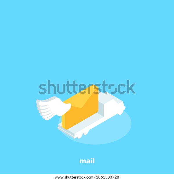 car delivering mail,
isometric image