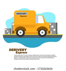 Camión express, ilustrador de color plano