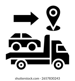 Ilustración vectorial de glifo de icono de entrega de coche