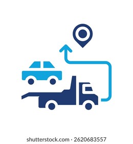 Ilustración vectorial mixta del icono de la entrega del coche