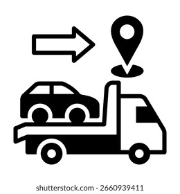 Ilustração de vetor misto do ícone da entrega do carro