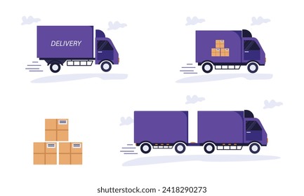 car delivery pick up vector set icon 