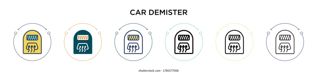 Car demister icon in filled, thin line, outline and stroke style. Vector illustration of two colored and black car demister vector icon design can be used for mobile, ui, web