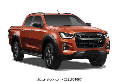 car design 3d vector orange truck modern template element isolated white background