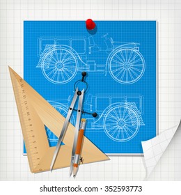 Car design blueprint concept, vector layout