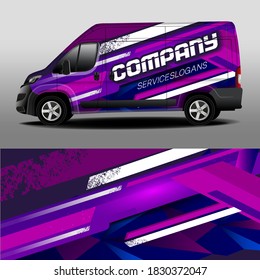 Car design development for the company. Car branding. Signature car sticker in purple tones.
