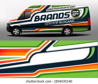 Car design development for the company. Car branding. Signature car sticker in green and orange colors
