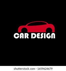 Car Design logo for bussiness. Red car logo with white text on bottom.