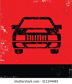 Car design on red background, grunge vector