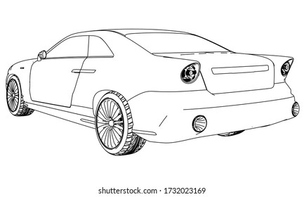 Car design in outline. Vehicle template vector isolated on white.