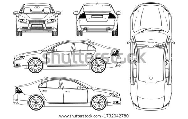 Car Design Outline Vehicle Template Vector Stock Vector (Royalty Free ...