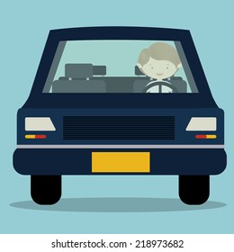 Car design over blue background, vector illustration