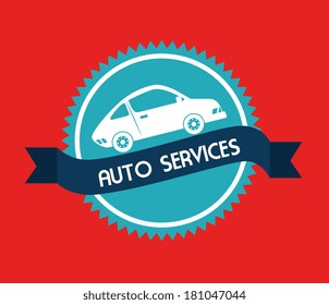car design over red background vector illustration 