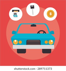 Car design over red background, vector illustration.