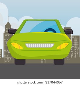 Car design over street background, vector illustration.