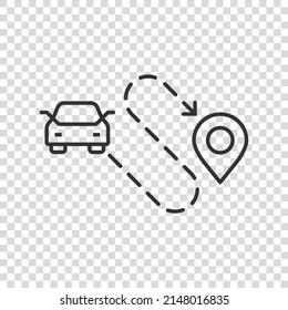 Car destination icon in flat style. Car navigation vector illustration on white isolated background. Locate position business concept.