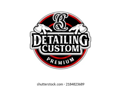 Car detailing custom logo design retro badge baroque luxury element  polish coating service