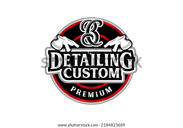 Car detailing custom logo design
retro badge baroque luxury element  polish coating
service