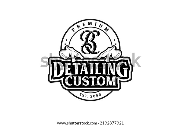 Car detailing custom logo design\
retro badge baroque luxury element  polish coating\
service