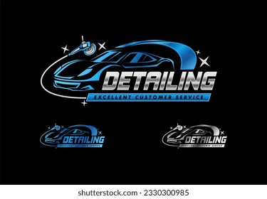 car detailing service logo emblem, sticker polisher car illustration vector graphic design template