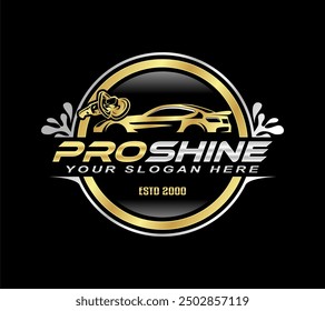 car detailing service logo emblem, sticker polisher car illustration vector graphic design template