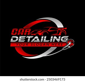 car detailing service logo emblem, sticker polisher car illustration vector graphic design template
