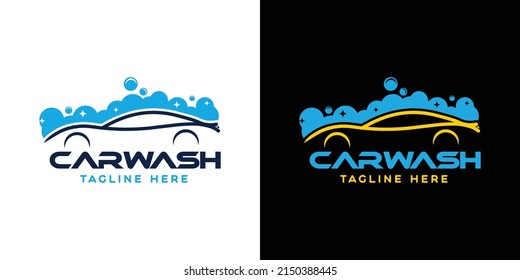 Car detailing washing bubble water clean service logo design icon vector background