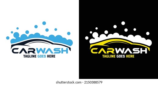 Car detailing washing bubble water clean service logo design icon vector background