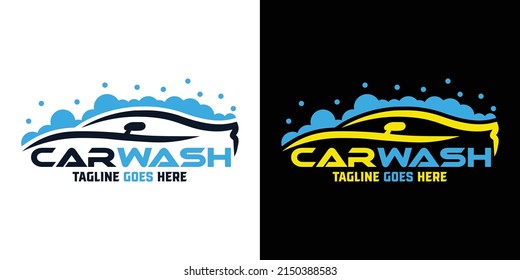 Car detailing washing bubble water clean service logo design icon vector background