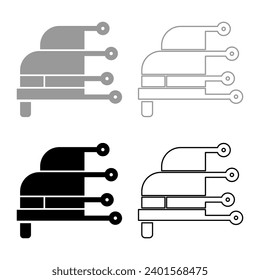 Car diagnosis service hardware computer diagnostics condition concept high technology tech autoscanning analysis repair set icon grey black color vector illustration image solid fill outline contour 