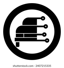 Diagnóstico de coches servicio hardware diagnóstico de computadora concepto de estado de diagnóstico de alta tecnología autoescaneo de alta tecnología icono de reparación en círculo color negro ilustración vectorial de imagen contorno sólido