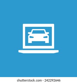 car diagnostic icon, isolated, white on the blue background. Exclusive Symbols 