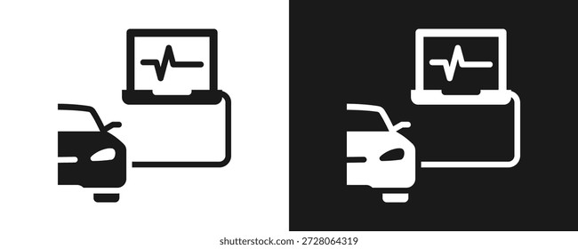 Conjunto De Iconos De Diagnóstico De Coche Glifo En Fondo Blanco Y Negro