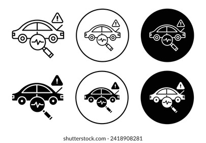 Car diagnostic vector icon set collection. Car diagnostic Outline flat Icon.