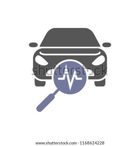 Car diagnostics icon. Car and search simbols. Automotive diagnostic repair icon. Vector illustration.