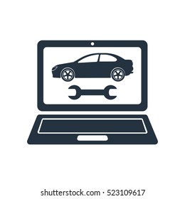 car diagnostics, isolated icon on white background, auto service, car repair