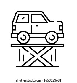 Ícone de linha de diagnóstico de carro, sinal de conceito, ilustração vetorial de contorno, símbolo linear.