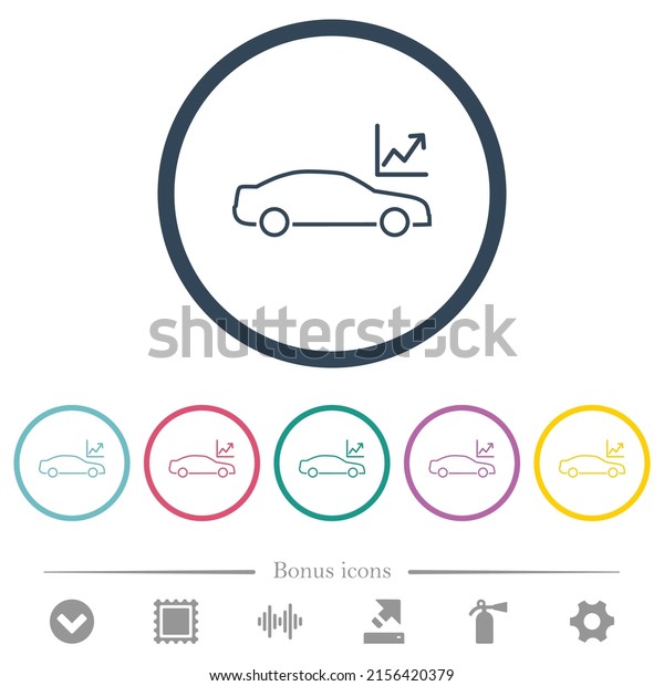Car diagnostics outline flat color icons\
in round outlines. 6 bonus icons\
included.