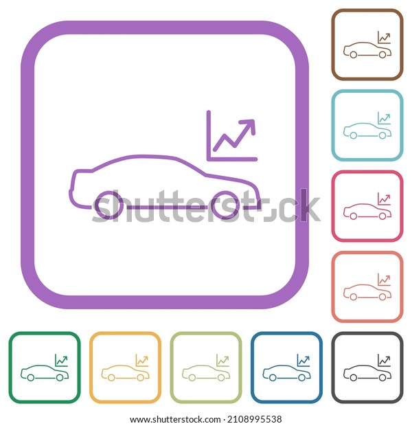 Car diagnostics outline simple icons in\
color rounded square frames on white\
background