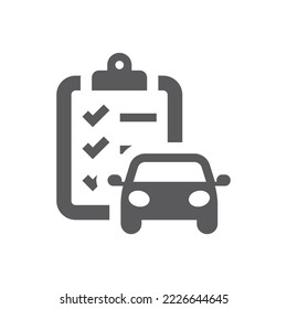 Car diagnostics report with checkmark vector icon. Auto repair service and clipboard filled symbol.