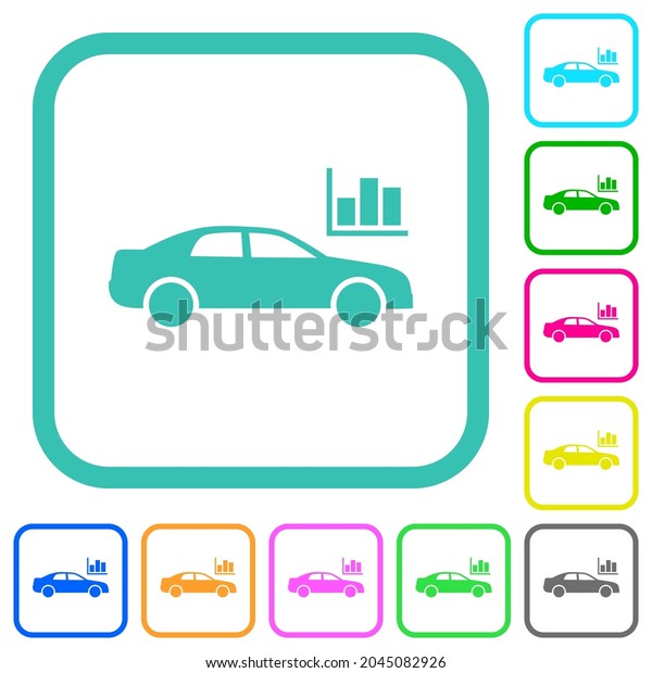Car diagnostics solid vivid colored flat\
icons in curved borders on white\
background