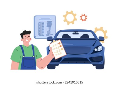 Konzept der Autodiagnostik zur Testillustration auf weißem Hintergrund